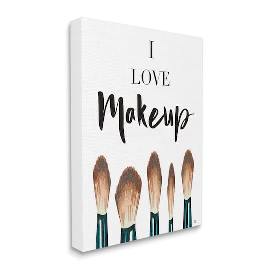 Stupell Industries I Love Makeup Expression Glam Cosmetic Brushes Canvas Wall Art
